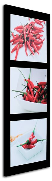 Obraz na plátně Červené chilli papričky na černém pozadí Rozměry: 30 x 90 cm