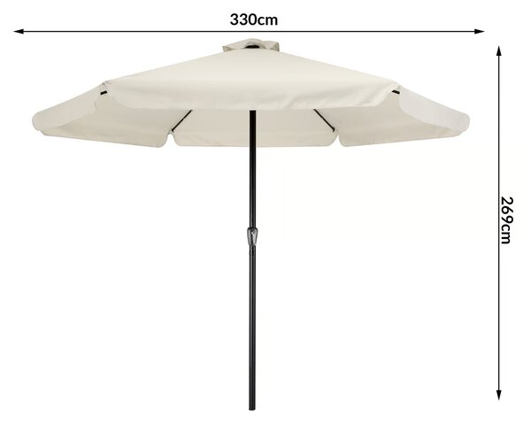 Deuba LED slunečník Athens Ø330 cm - krémový