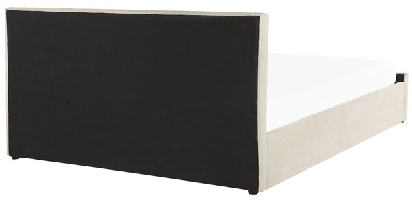 Postel s úložným prostorem Umělý samet AMIENS 180 x 200 cm Světle béžová