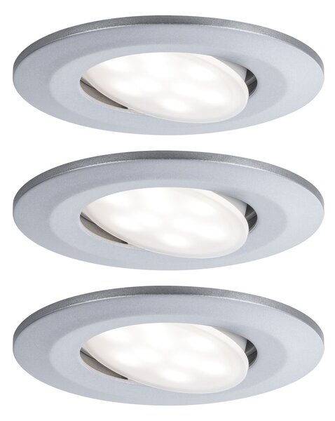 Paulmann 99933 Calla, set kulatých výklopných bodovek v úpravě kartáčovaný hliník, 3x5,2W LED 4000K, stmívatelné, prům.9cm, IP65