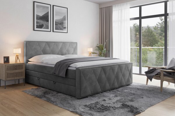 POSTEL BOXSPRING, 180/200 cm, světle šedá MID.YOU - Manželské postele, Online Only