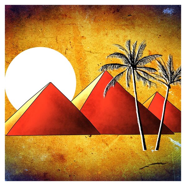 Obraz malovaných egyptských pyramid (30x30 cm)