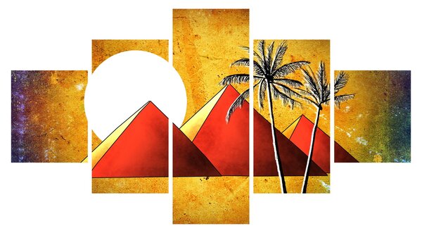 Obraz malovaných egyptských pyramid (125x70 cm)