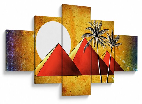 Obraz malovaných egyptských pyramid (125x70 cm)