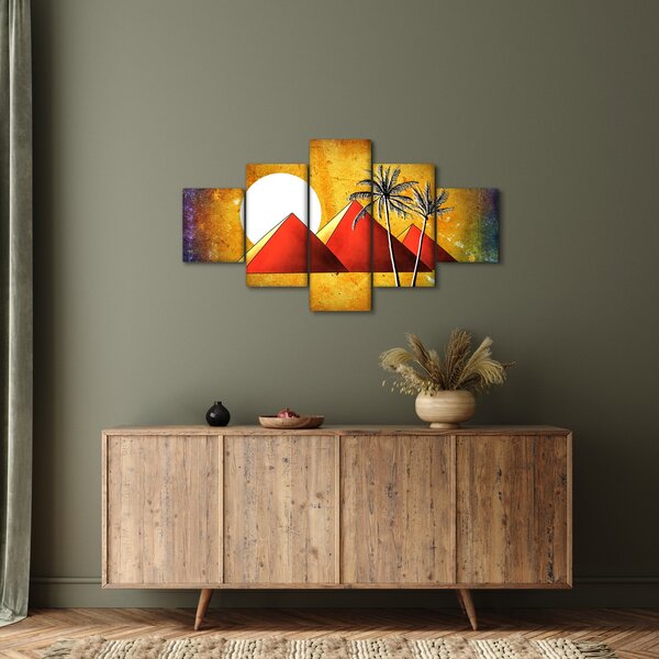 Obraz malovaných egyptských pyramid (125x70 cm)