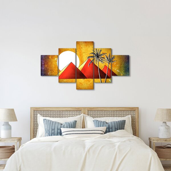 Obraz malovaných egyptských pyramid (125x70 cm)