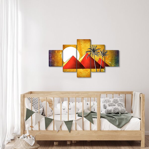 Obraz malovaných egyptských pyramid (125x70 cm)