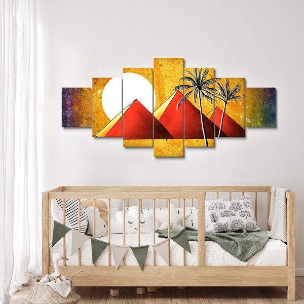 Obraz malovaných egyptských pyramid (210x100 cm)