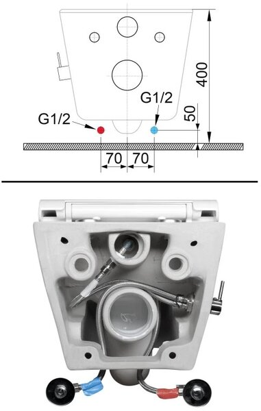 INTEGRA závěsné WC s bidetem a integrovanou baterií 2v1, Rimless + Soft-Close sedátko
