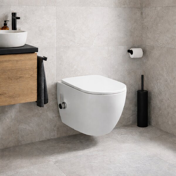 INTEGRA závěsné WC s bidetem a integrovanou baterií 2v1, Rimless + Soft-Close sedátko