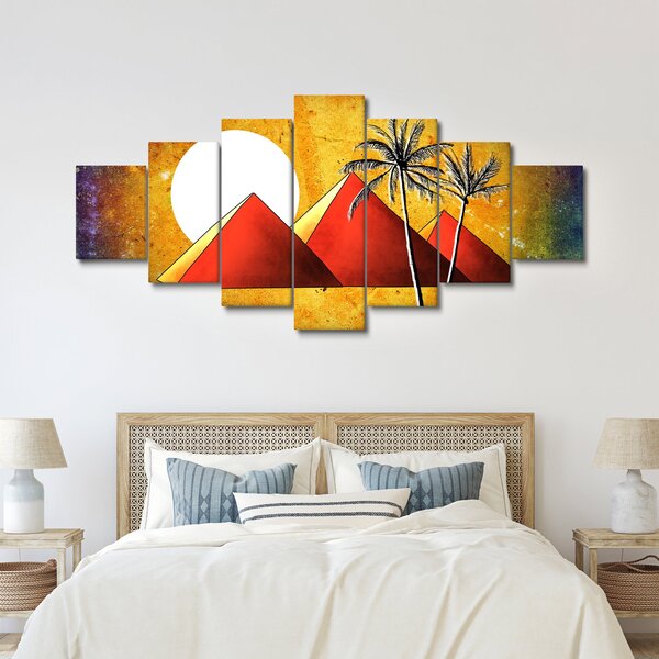 Obraz malovaných egyptských pyramid (210x100 cm)