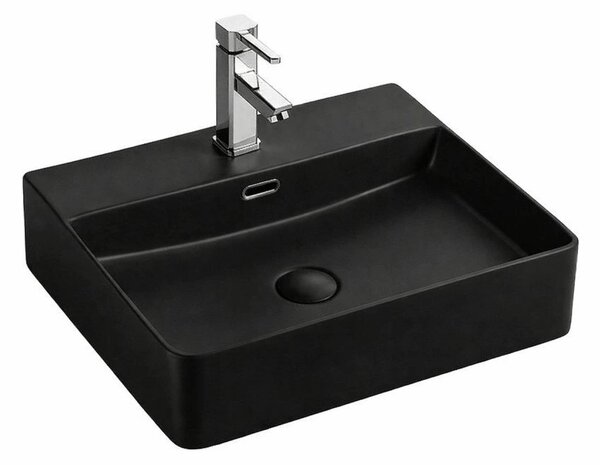 Umyvadlo Orlo Black 60 – 60x42 cm, matná černá, na desku i na stěnu