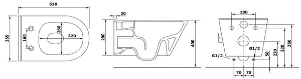 INTEGRA závěsné WC s bidetem a integrovanou baterií 2v1, Rimless + Soft-Close sedátko