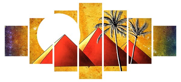 Obraz malovaných egyptských pyramid (210x100 cm)