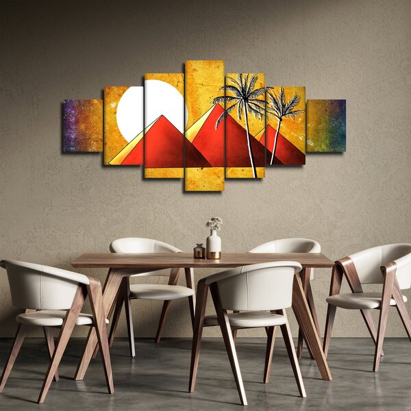 Obraz malovaných egyptských pyramid (210x100 cm)