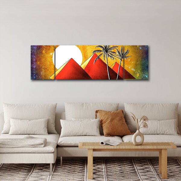 Obraz malovaných egyptských pyramid (170x50 cm)