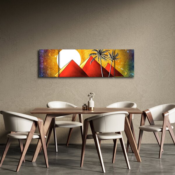 Obraz malovaných egyptských pyramid (170x50 cm)