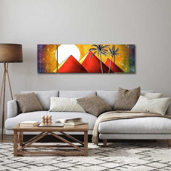Obraz malovaných egyptských pyramid (170x50 cm)
