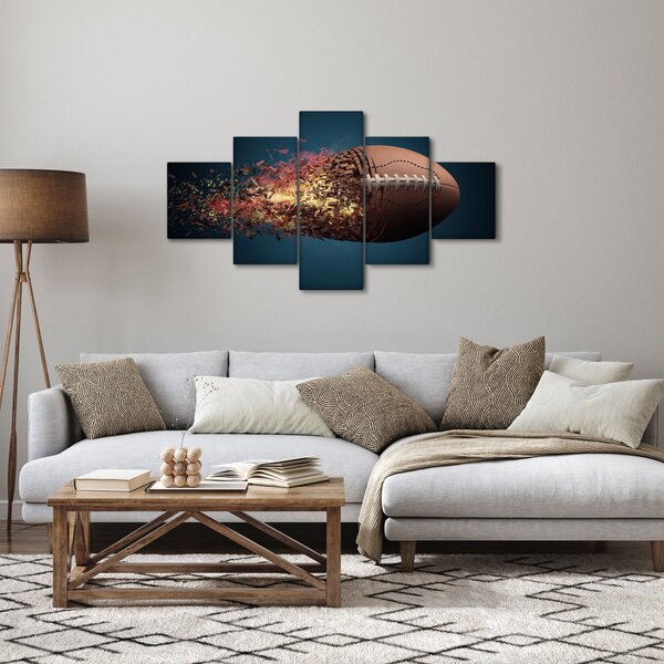 Obraz - Ragbyový míč v akci (125x70 cm)