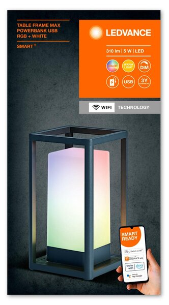 LEDVANCE SMART+ Wifi Table Frame MAX Powerbank USB venkovní stolní lampa RGB + W 4058075763241