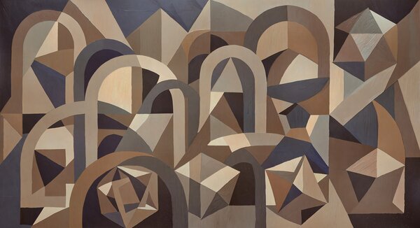 FUGU Luxusní geometrická designová tapeta abstraktní architektura – Silent Axis Materiál: Digitální eko vlies - klasická tapeta nesamolepicí
