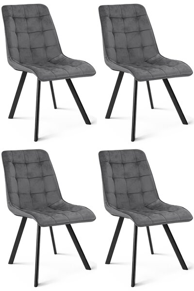 Jídelní židle CIEZA VELVET s černými nohami, tmavě šedá