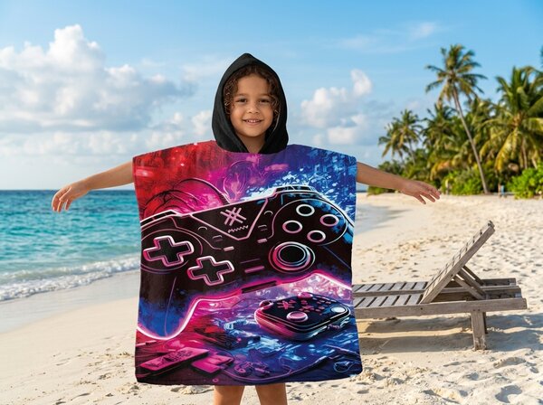 Dětské pončo GAMES barevné 60x120 cm