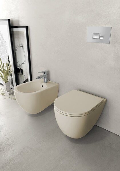 Isvea Isvea, INFINITY závěsná WC mísa, Rimless, 36,5x53cm, Ivory, 10NF02005-2K