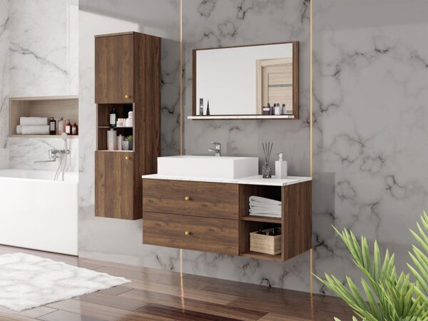 Koupelnový nábytek Kiegi II, Barva: czarny mat / czarny mat + czarny marmur, Sifon k umyvadlu: ne, Umyvadlo: ne 5903211320057