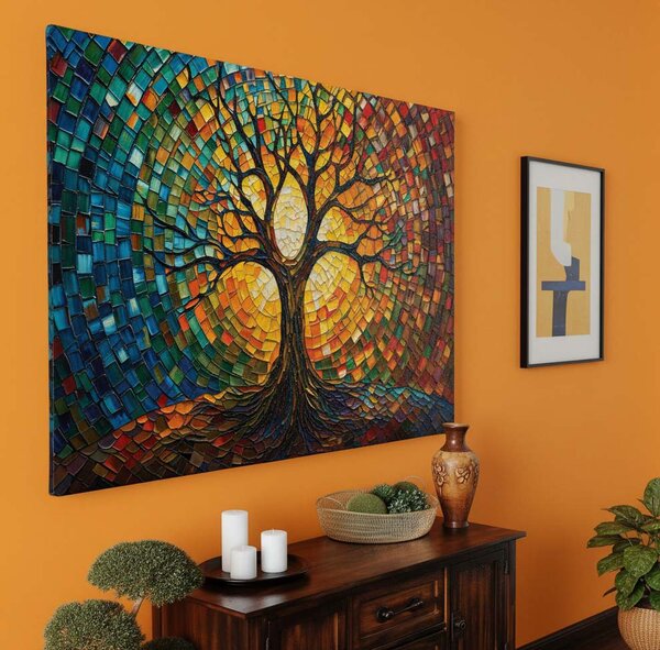 Obraz na plátně - Strom života Kaleidoskop přírody FeelHappy.cz Velikost obrazu (šířka x výška): 40 x 40 cm