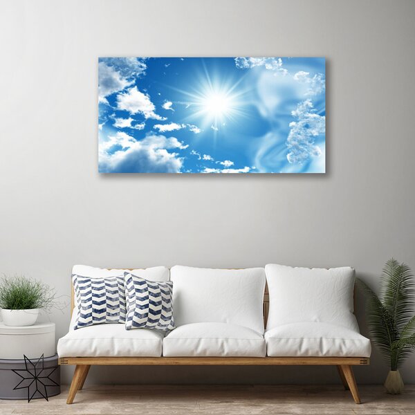 Obraz na plátně Slunce Mraky Nebe Modř 140x70 cm