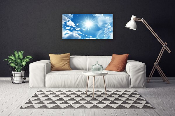 Obraz na plátně Slunce Mraky Nebe Modř 140x70 cm