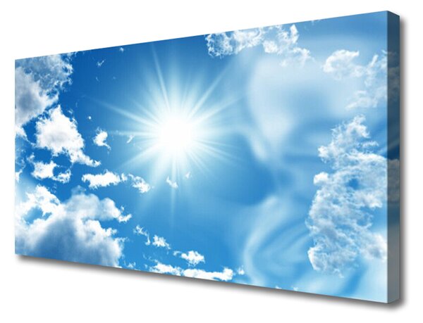 Obraz na plátně Slunce Mraky Nebe Modř 125x50 cm