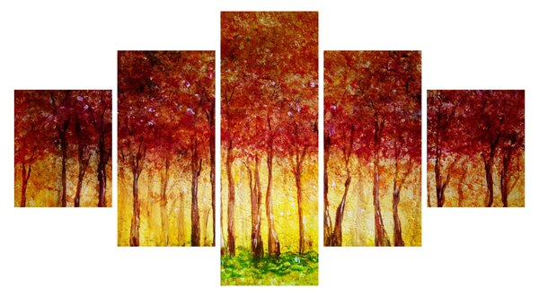 Obraz - Malba listnatého lesa (125x70 cm)