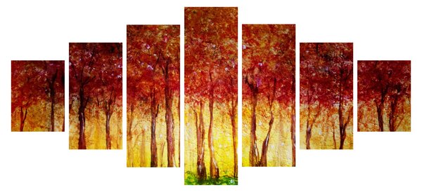 Obraz - Malba listnatého lesa (210x100 cm)