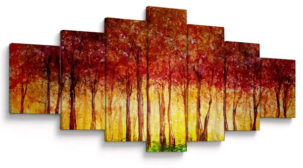 Obraz - Malba listnatého lesa (210x100 cm)
