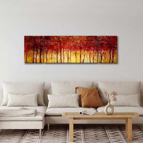 Obraz - Malba listnatého lesa (170x50 cm)
