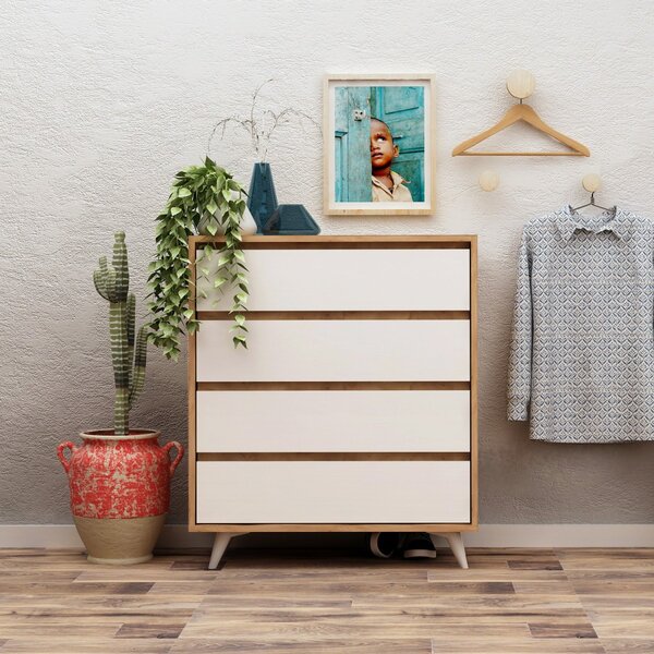 Hanah Home Komoda Seria III 70 cm dub craft zlatý/bílá