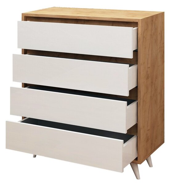 Hanah Home Komoda Seria III 70 cm dub craft zlatý/bílá