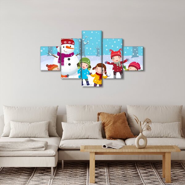 Obraz - Zimní dětské radovánky (125x70 cm)