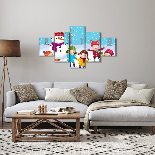 Obraz - Zimní dětské radovánky (125x70 cm)