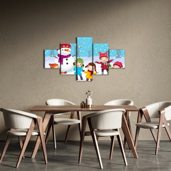 Obraz - Zimní dětské radovánky (125x70 cm)