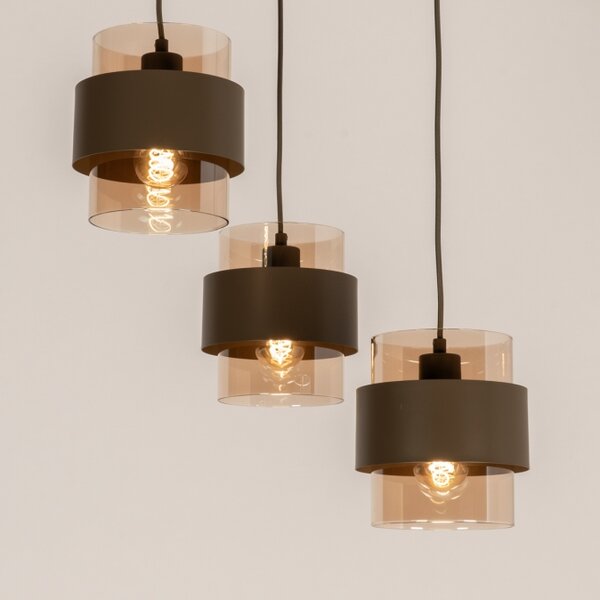 Závěsné svítidlo Retro 70er Trio Round Brown (LMD)