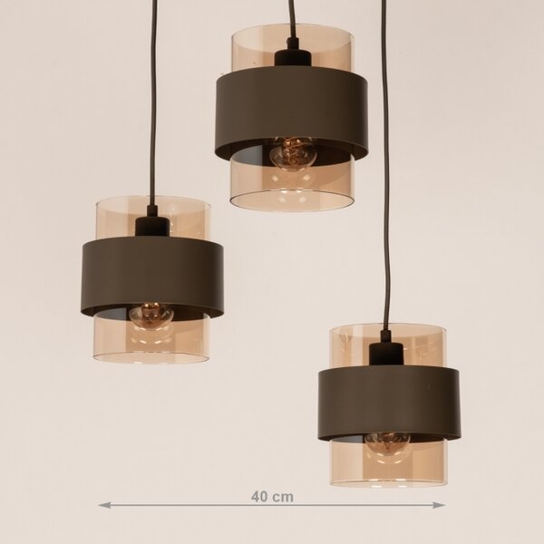 Závěsné svítidlo Retro 70er Trio Round Brown (LMD)