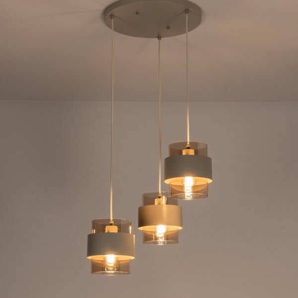 Závěsné svítidlo Retro 70er Trio Round Taupe (LMD)
