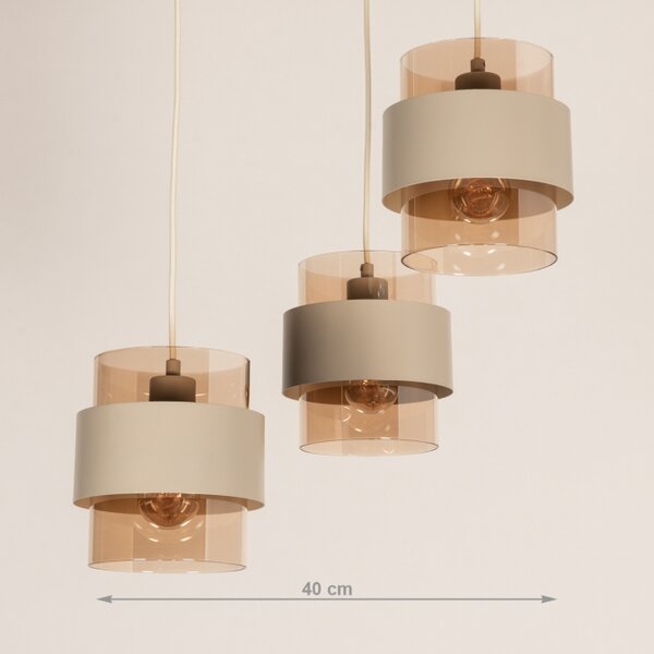 Závěsné svítidlo Retro 70er Trio Round Taupe (LMD)