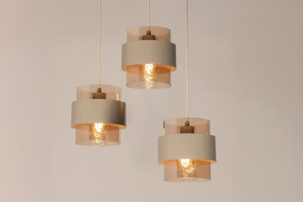Závěsné svítidlo Retro 70er Trio Round Taupe (LMD)