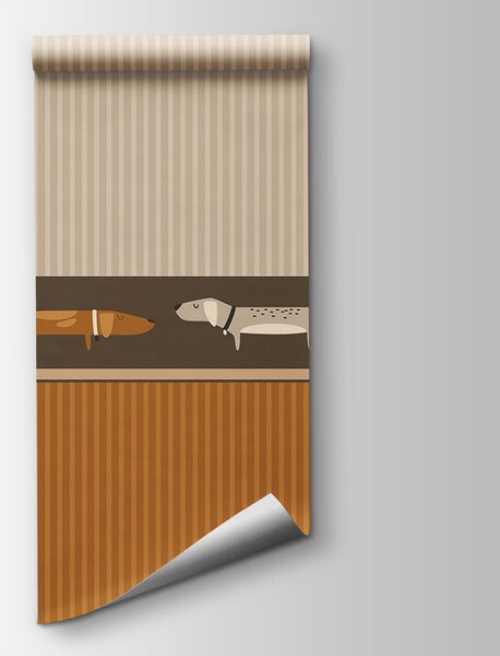 Fototapeta Řada psů na zdi, Fototapety se zvířaty, Populární fototapety, t00682v2 - Tapeko.co.cz