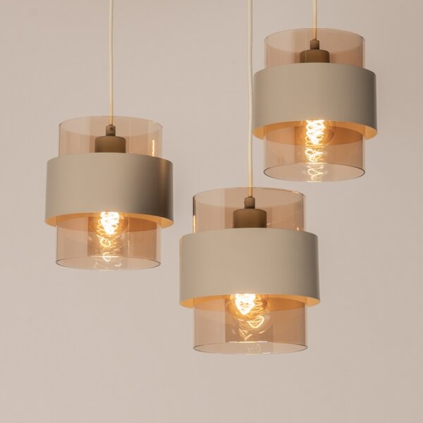 Závěsné svítidlo Retro 70er Trio Round Taupe (LMD)