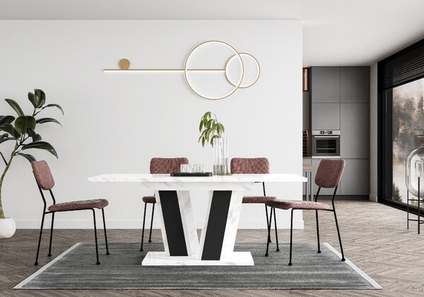 Rozkládací jídelní stůl MUSS 160 Kombinace barev: MUSS 160 table bianco marble black